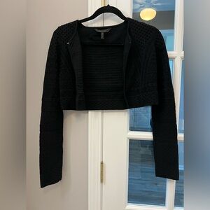 BCBG Maxazria Staci textured black long sleeved cropped cardigan shrug XXS EUC